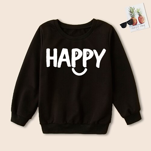 

Toddler Boys Sweatshirt Pullover Graphic Letter Long Sleeve Crewneck Children Top Outdoor Sweatshirt Daily Black Fall 3-7 Years / Spring