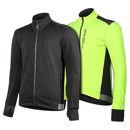 

Men's Cycling Jacket Windbreaker Fleece Jacket Winter Thermal Warm Windproof Fleece Lining Breathable Bike Jacket Mountain Bike MTB Road Bike Cycling City Bike Cycling Yellow Black Bike Wear