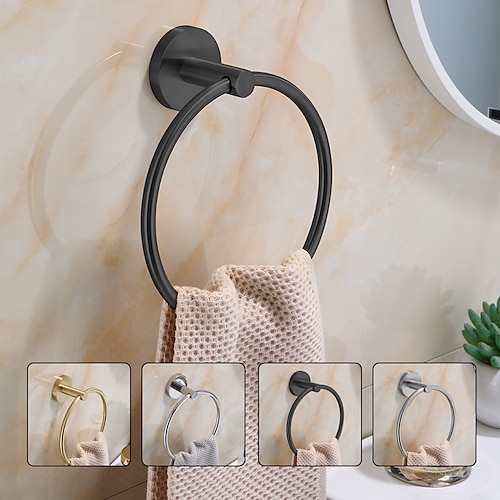 

Towel Ring for Bathroom,Stainless Steel Hand Towel Holder Modern Circle Towel Hanger Round Towel Rack Wall Mounted(Black/Chrome/Golden/Brushed Nickel)