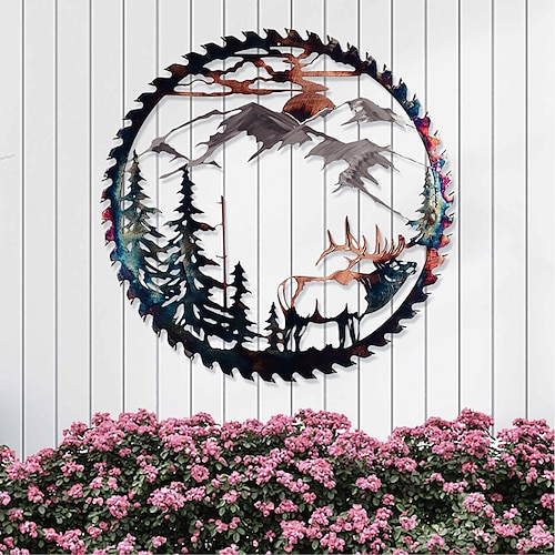 

Colorful Forest Bucks Wall Sculpture Decor Metal Wall Hanging Decor Art for Home Outdoor Farmhouse Bedroom Living Room Wall Decoration