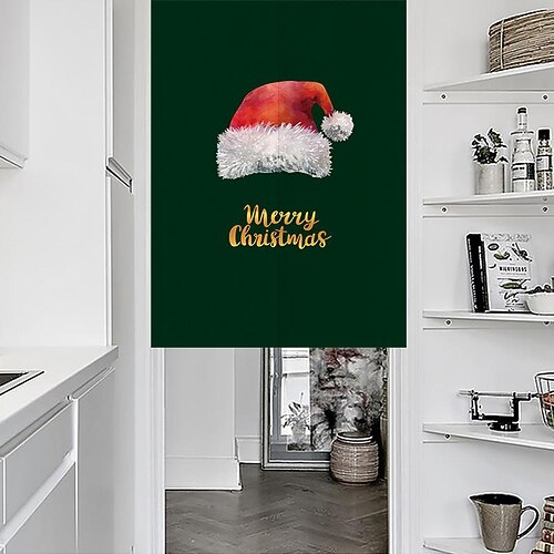 

Christmas Door Curtain Fabric Nordic Year Living Room Bedroom Decoration Half Curtain Cartoon Cotton And Linen Partition Curtain Free Of Punching