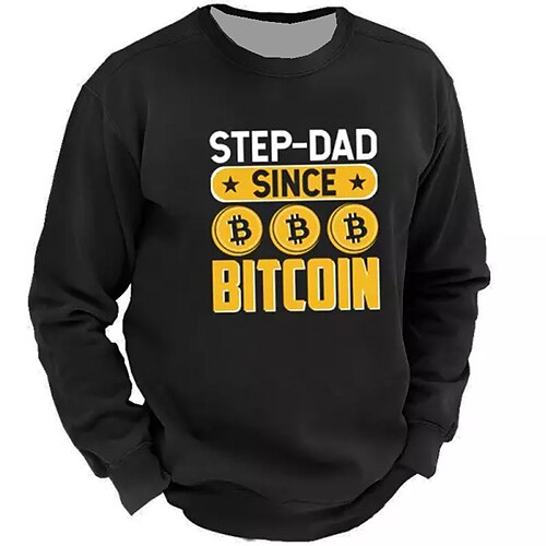 

Men's Sweatshirt Pullover Blue Black Crew Neck Graphic Prints Bitcoin Print Daily Sports Holiday 3D Print Basic Streetwear Designer Spring & Fall Clothing Apparel Hoodies Sweatshirts Long Sleeve