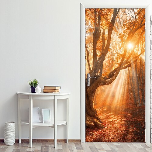 

The Scenery Sunshine Woods Door Stickers Decorative Waterproof Door Decal Decor 38.5200cm2Pcs