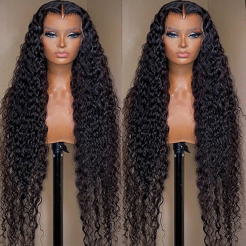 

Unprocessed Virgin Hair 13x4 Lace Front Wig Free Part Brazilian Hair Curly Black Wig 130% 150% Density with Baby Hair Natural Hairline 100% Virgin Glueless Pre-Plucked For wigs for black women Long