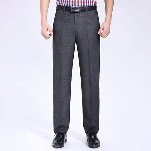 

Men's Dress Pants Trousers Pocket Straight Leg Solid Colored Breathable Soft Office Work Chic & Modern Casual Gray Green turmeric Micro-elastic