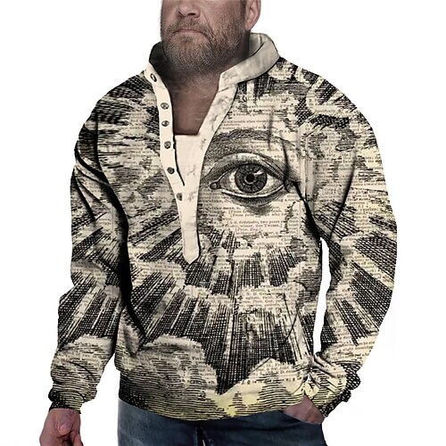 

Per uomo Plus Size Felpa Pullover Grande e alto Pop art Henley Manica lunga Primavera & Autunno Essenziale Di tendenza Streetwear Comodo Informale Sport Top