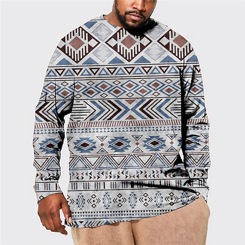 

Men's Plus Size Pullover Sweatshirt Big and Tall Graphic Crew Neck Long Sleeve Spring & Fall Basic Fashion Streetwear Comfortable Casual Sports Tops