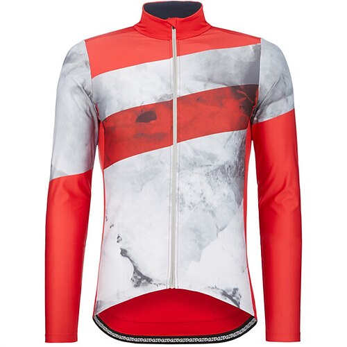 

21Grams Men's Cycling Jersey Long Sleeve Bike Jersey Top with 3 Rear Pockets Mountain Bike MTB Road Bike Cycling Breathable Quick Dry Moisture Wicking Reflective Strips Red Blue Red Blue Color Block