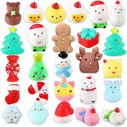 

50PCS Christmas Squishy Toys Kawaii Mochi Squishies Cute Things Party Favors for Kids Christmas Theme Stress Relief Toy Gift for Girl Boy Anxiety Toys Birthday Pinata Goodie Bags Stuffers