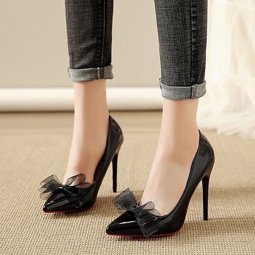 

Women's Heels Wedding Party Formal Shoes Summer Pumps Pointed Toe Elegant Classic PU Leather Loafer Solid Colored Black