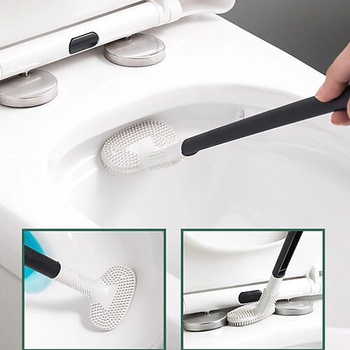 

Silicone Golf Toilet Brush Soft Bristle Double-sided Bathroom Cleaning Tool WC Accessories Curved Toilet Brush