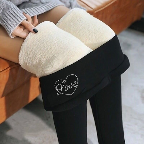 

Women's Fleece Pants Tights Leggings Fleece lined 1 6 16 High Waist Fashion Casual Daily Stretchy Full Length Tummy Control Plain S M L XL 2XL / Slim