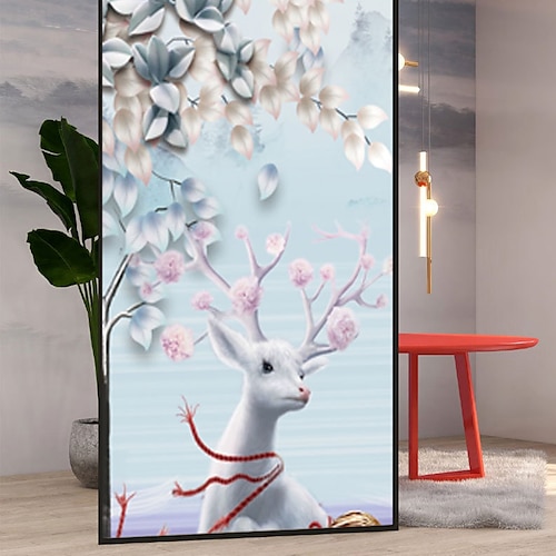 

Window Covering Film Cartoon Deer Static Privacy Decoration Self Adhesive for UV Blocking Heat Control Glass Window Stickers 100X50CM