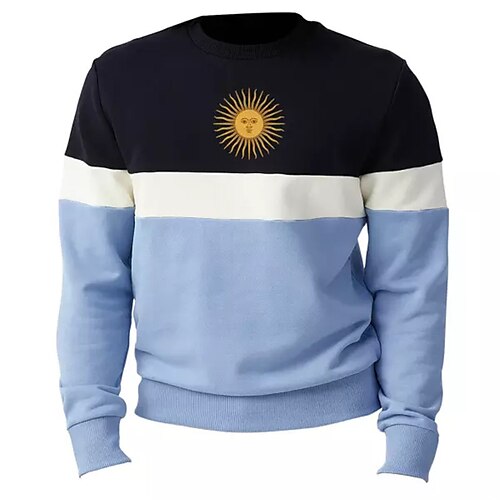 

Men's Sweatshirt Pullover Blue Crew Neck Color Block Graphic Prints Print Daily Sports Holiday 3D Print Basic Streetwear Designer Spring Fall Clothing Apparel World Cup Hoodies Sweatshirts Long