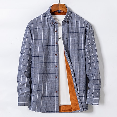 

Men's Shirt Flannel Jacket Plaid Turndown Green Blue Wine Light gray Dark Gray Casual Daily Long Sleeve Button-Down Warm Clothing Apparel Cotton Basic Fashion Streetwear Comfortable / Winter