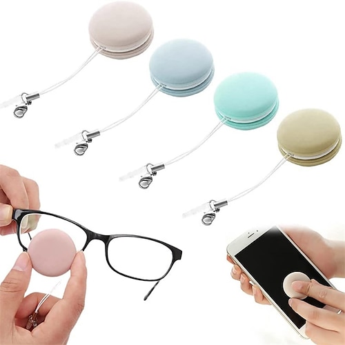 

4pcs Screen Cleaning Wipes 4Pcs Macaron Mobile Phone Screen Wipe Phone Screen Cleaning Ball Key Pendant for Mobile Computer Electronic Devices Phone Screen Cleaner
