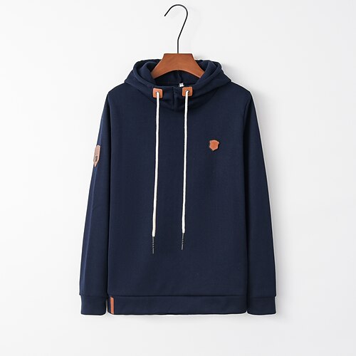 

Women's Pullover Casual Blue Yellow Dark Blue Solid Color Casual Hoodie Long Sleeve S M L XL 2XL 3XL