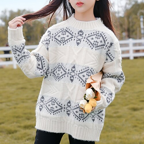 

Kids Girls' Sweater Graphic Outdoor Long Sleeve Crewneck Fashion 3-13 Years Winter Red White / Fall