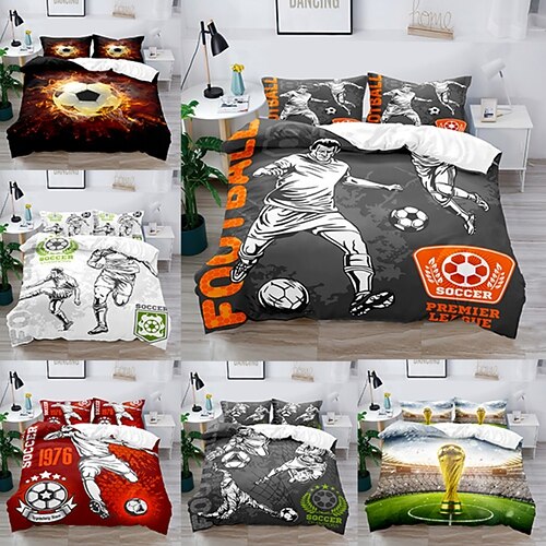 

Duvet Cover Set Boy Gife For Kid Gife 2/3 Piece Bedding Set with 1 or 2 Pillowcase(Single Twin only 1pcs)Football World Cup fans