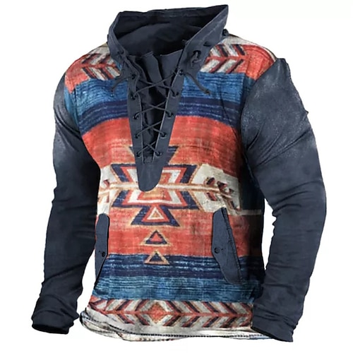 

Men's Unisex Pullover Hoodie Sweatshirt Hooded Color Block Graphic Prints Lace up Print Sports Outdoor Daily Sports 3D Print Basic Boho Designer Clothing Apparel Hoodies Sweatshirts Long Sleeve