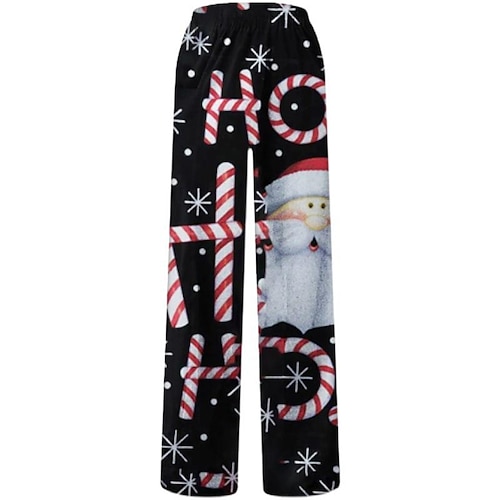 

Women's Pants Trousers Cotton Blend milk white Deep Green Dark Gray Christmas Casual Daily Weekend Side Pockets Wide Leg Full Length Comfort Santa Claus S M L XL 2XL