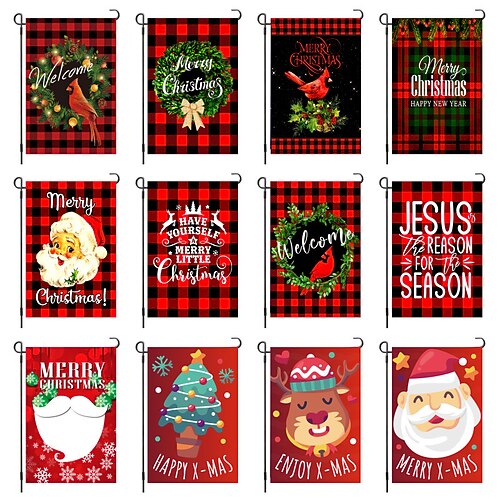 

Christmas Garden Flag Polyester Linen Double Sided Garden Decoration Garden Flag