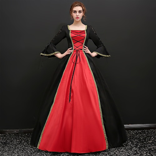 

Princess Shakespeare Gothic Rococo Vintage Inspired Medieval Dress Party Costume Masquerade Women's Costume Vintage Cosplay Party Halloween Masquerade 3/4-Length Sleeve Ball Gown Dress Christmas