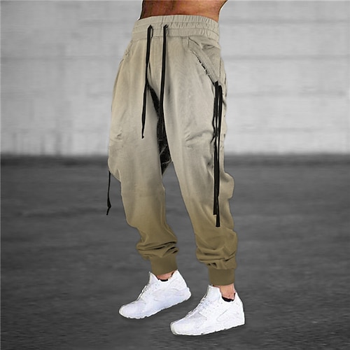 

Men's Sweatpants Joggers Trousers Drawstring Elastic Waist 3D Print Graphic Prints Comfort Breathable Sports Outdoor Casual Daily Cotton Blend Terry Streetwear Stylish Khaki Gray Micro-elastic