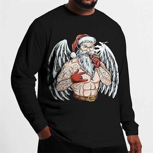 

Men's Plus Size Pullover Sweatshirt Big and Tall Graphic Crew Neck Long Sleeve Spring & Fall Basic Fashion Streetwear Comfortable Christmas Casual Tops