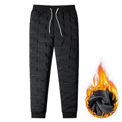 

Men's Fleece Pants Joggers Winter Pants Trousers Drawstring Elastic Waist Solid Color Windproof Warm Full Length Casual Daily Casual Thicken Black Inelastic