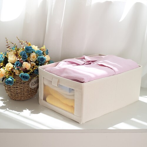 

Cotton And Linen Mesh Window Storage Basket Foldable Storage Box Portable Underwear Toys Cosmetics Fabric Storage Box