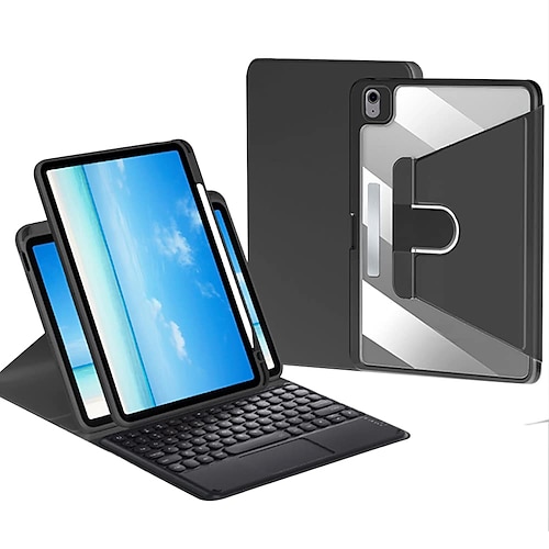 

Keyboard Case for iPad Air 3rd Generation 2019 / iPad Pro 10.5 2017 360 Rotatable Clear Cover with Round Keys TouchPad Keyboard Adjustable Portrait/Landscape Stand with Pencil Holder