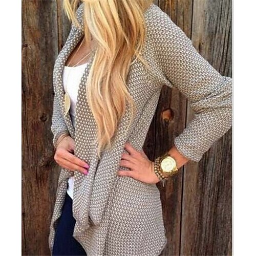 

Women's Cardigan Sweater Jumper Ribbed Knit Knitted Plaid Open Front Stylish Casual Outdoor Daily Winter Fall Black S M L / Long Sleeve / Weekend / Holiday / Regular Fit / Going out