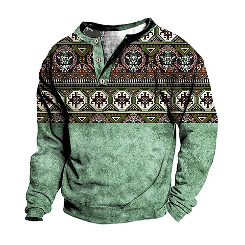 

Herren Sweatshirt Pullover Zur Seite fahren Grün Khaki Braun Grau Stammes Grafik-Drucke Bedruckt Casual Täglich Sport 3D-Druck Basic Strassenmode Designer Frühling Herbst Bekleidung Kapuzenpullover