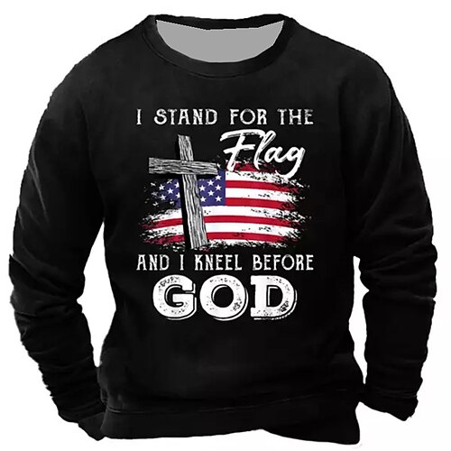 

Men's Sweatshirt Pullover Blue Black Crew Neck Graphic Prints National Flag Print Daily Sports Holiday 3D Print Basic Streetwear Designer Spring Fall Clothing Apparel Hoodies Sweatshirts Long