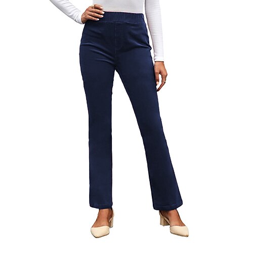 

Women's Pants Trousers Bell Bottom Corduroy claret Lake blue Grey High Waist Chino High Cut Full Length Comfortable Solid Colored S M L XL XXL