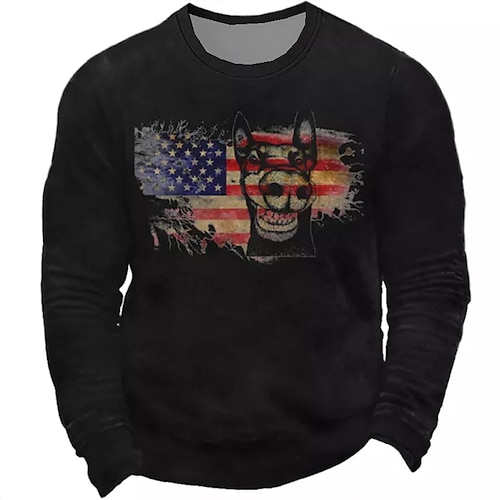 

Men's Sweatshirt Pullover Black Navy Blue Crew Neck Graphic Prints National Flag Print Daily Sports Holiday 3D Print Basic Streetwear Designer Spring & Fall Clothing Apparel Hoodies Sweatshirts