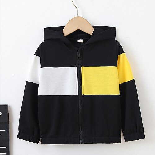 

Toddler Girls' Jacket & Coat Color Block Fashion Zipper Outdoor Coat Outerwear 3-7 Years Winter Black