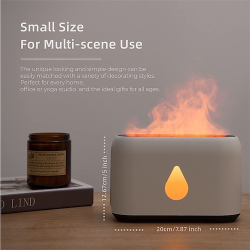 

Flame Aroma Diffuser Essential Oil Aromatherapy Diffuser Humidifier with Flame Night Light 3 Timer & Adjustable Brightness - Super Quiet Scent Diffuser for Home Office