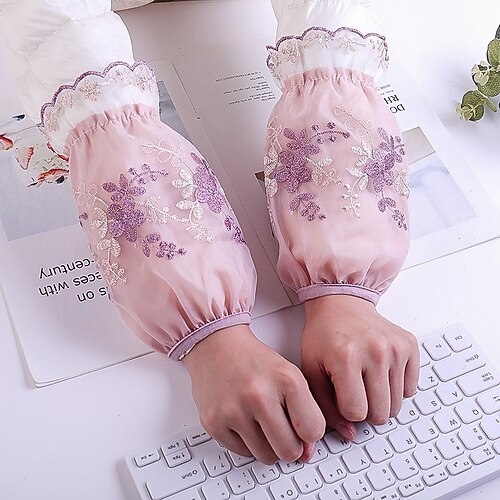 

1 Pair of Lace Sleeves Ladies Autumn and Winter Korean New Short Embroidered Antifouling Sleeves Down Jacket Sleeve Protectors Adult Sleeves