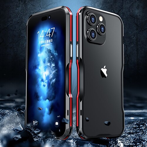 

Phone Case For Apple Back Cover iPhone 14 Pro Max 13 12 11 Pro Max Mini X XR XS 8 7 Plus Full Body Protective Dustproof Four Corners Drop Resistance Solid Colored PC Metal