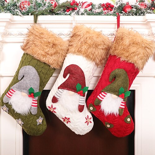 

New Twisted Knitted Raw Edge Christmas Socks Faceless Old Man Christmas Socks Christmas Decorative Pendant