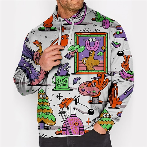 

Hombre Talla Grande Sudadera Grande y alto Estampados Con Capucha Manga Larga Primavera Otoño Básico Design Casual Grande y alto Diario Deportes Tops