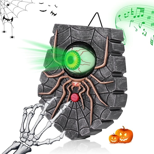 

Halloween Doorbell Eyeball Animated Haunted Light Up Eyeball Doorbell Halloween Decoration with Sounds Laughing Loud Halloween Party