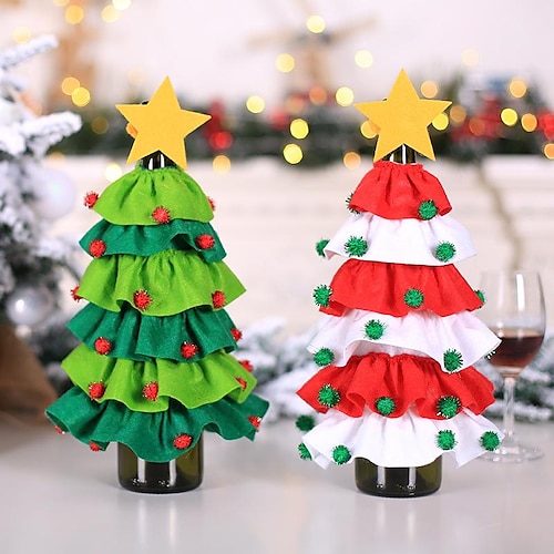 

Christmas Decorations Christmas Tree Sticky Ball Red Wine Bottle Set Restaurant Hotel Layout Props for Christmas Party