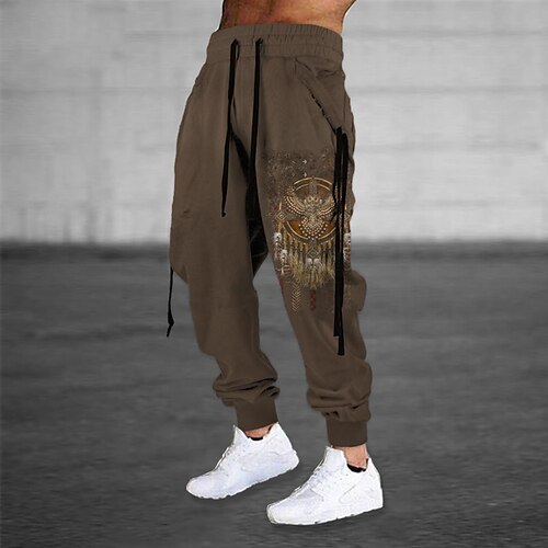 

Men's Sweatpants Joggers Trousers Drawstring Elastic Waist 3D Print Graphic Prints Comfort Breathable Sports Outdoor Casual Daily Cotton Blend Streetwear Designer Brown Micro-elastic