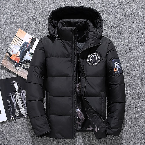 

Men's Down Jacket Winter Jacket Winter Coat Cardigan Windproof Warm Date Casual Daily Office & Career Astronaut Outerwear Clothing Apparel Black Red Blue