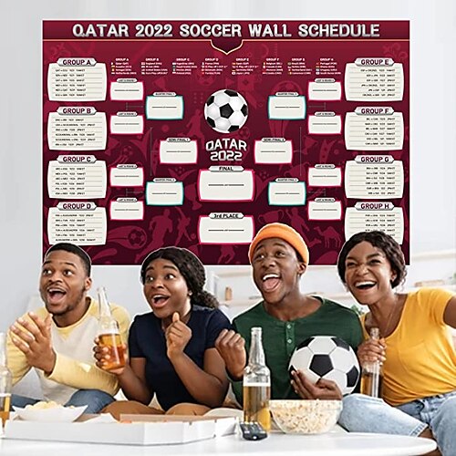 

Qatar 2022 World Soccer Game Wall Chart Schedule Poster&Prints Wall Art Modern Picture Home Decor Wall Hanging Gift Rolled Canvas Unframed Unstretched
