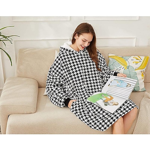 

Ovesized Wearable Blanket Hoodie, Sherpa Fleece Blanket for Women Men Flannel Sherpa Soft Warm Cozy Blanket Jacket Sweater Gift for Adult Teens One Size