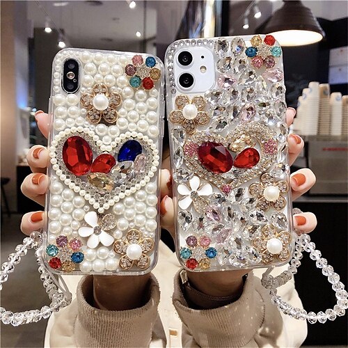 

Phone Case For Apple Classic Series iPhone 14 Pro Max 13 12 11 Pro Max Mini X XR XS 8 7 Plus Bumper Frame Rhinestone Full Body Protective Crystal Diamond Silica Gel